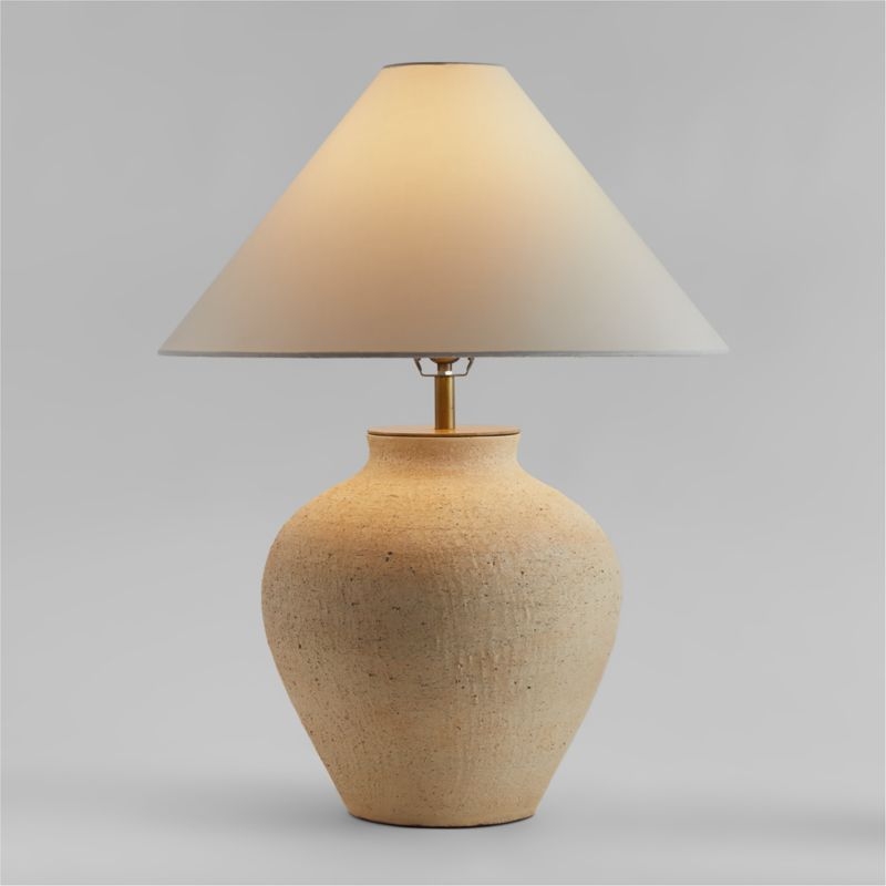 Corfu Cream Table Lamp with Linen Taper Shade - Image 2