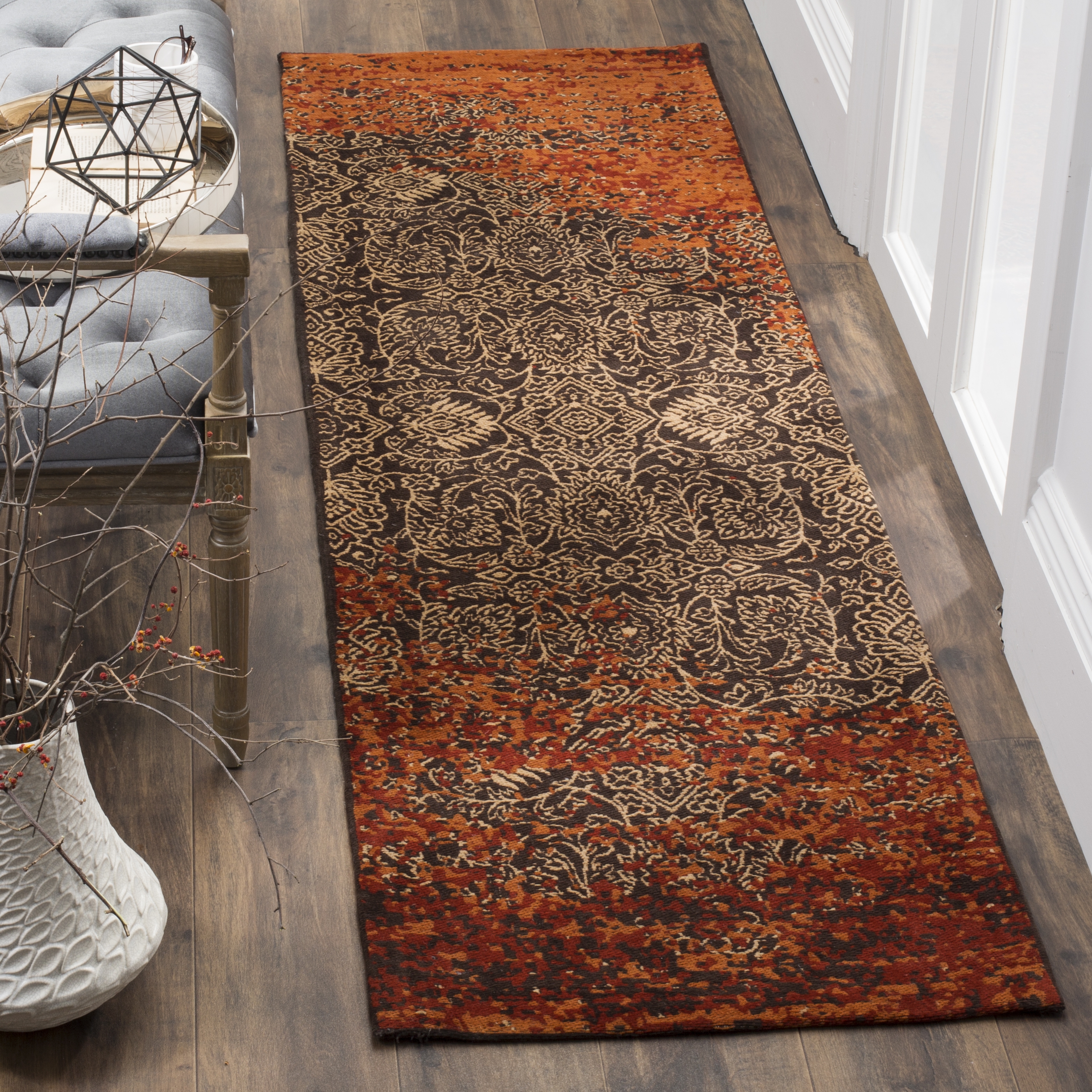 Arlo Home Woven Area Rug, CLV224A, Rust/Brown,  2' 3" X 8' - Image 1