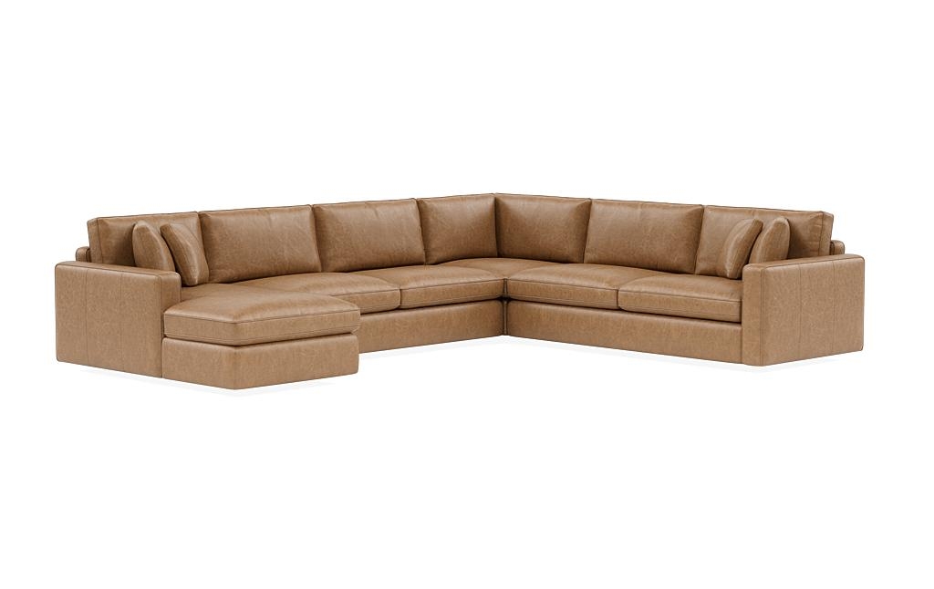 James Leather 4-Piece 5-Seat Corner Chaise Sectional Left - Image 1
