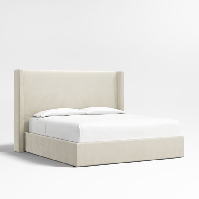 Arden 60" Beige Upholstered King Headboard with Storage Bed Base - Image 0