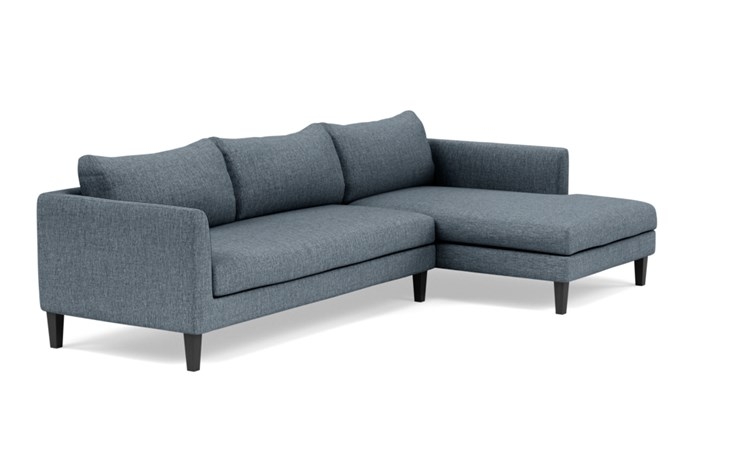 Owens Right Sectional with Blue Rain Fabric, extended chaise, and Painted Black legs - Image 1
