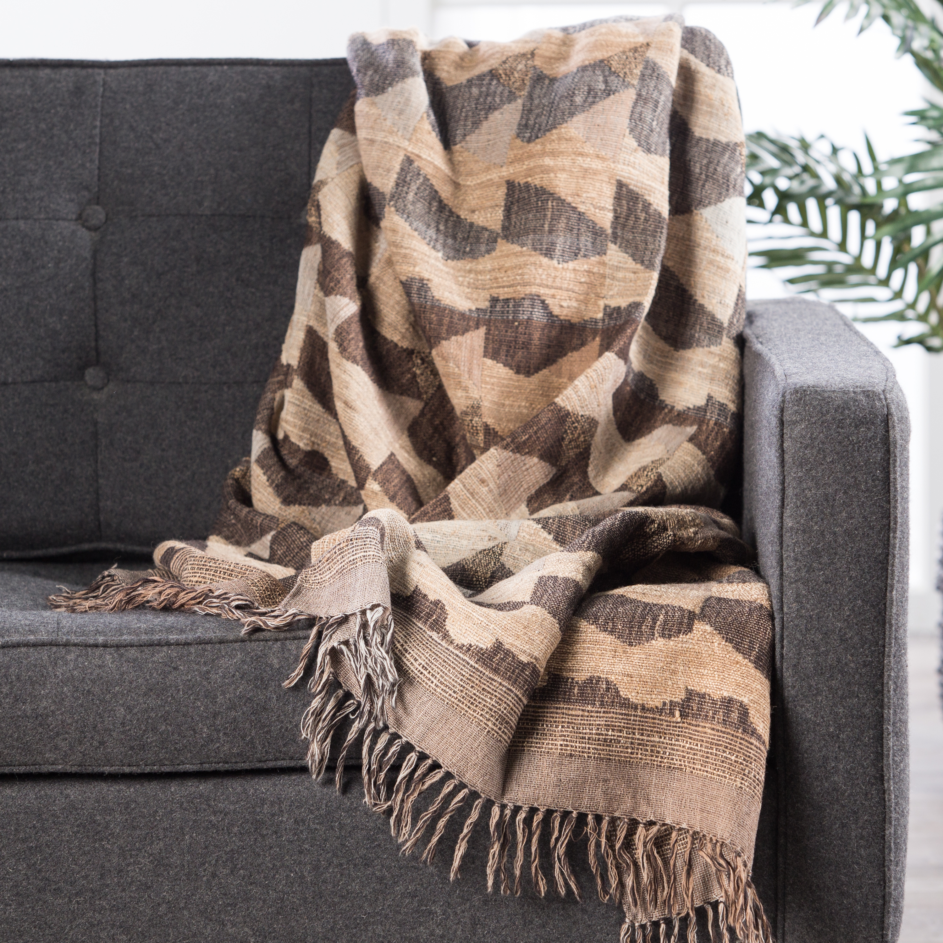 Anders Taupe/ Gray Abstract Throw - Image 2