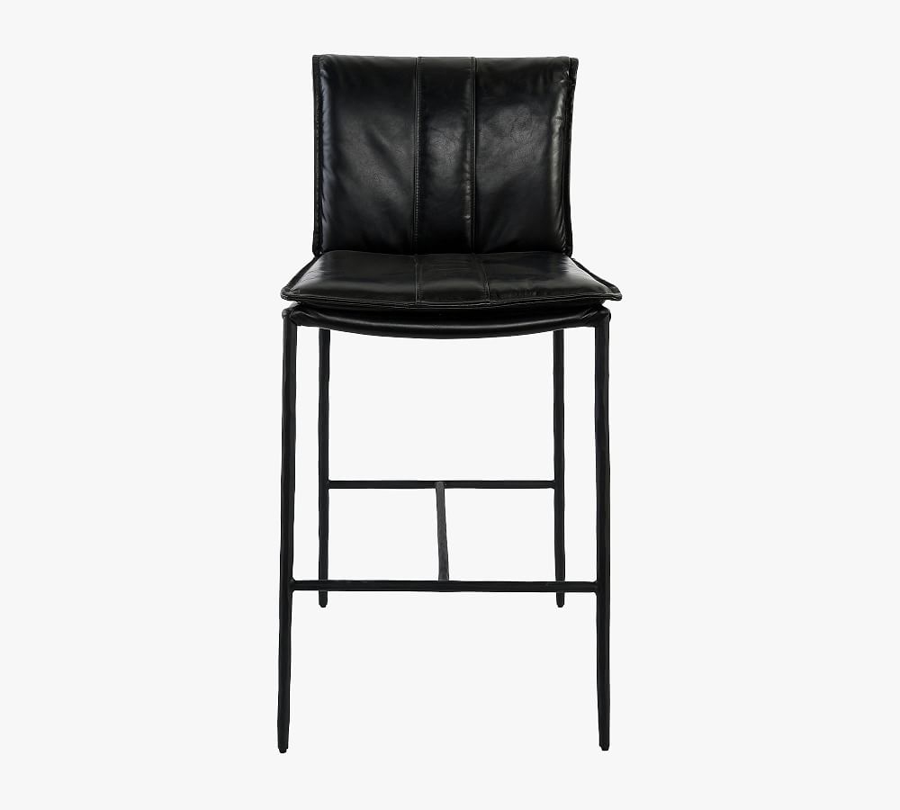 Eugina Leather Counter Stool, Black - Image 0