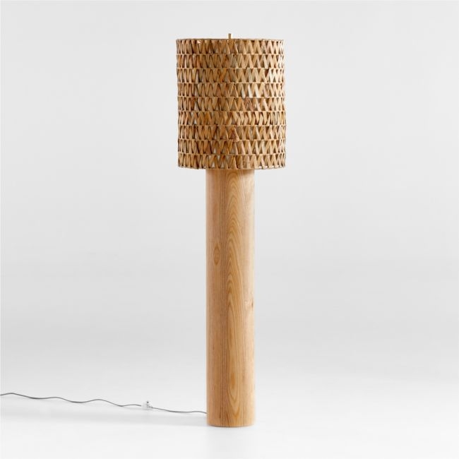 Brodie Wood Floor Lamp with Woven Shade - Image 0