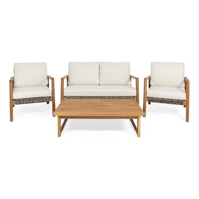 4 Piece Rattan Sofa Seating Group with Cushions - Image 0