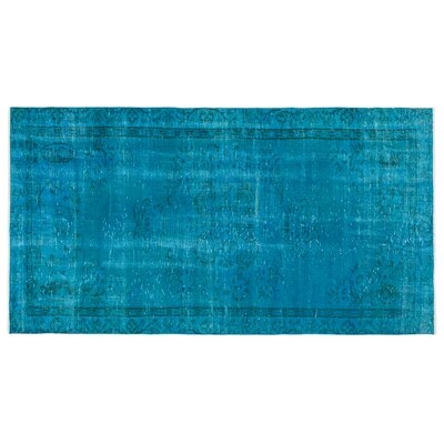 One-of-a-Kind Hand-Knotted 1960s Turkish Turquoise 3'11" x 7'4" Area Rug - Image 0