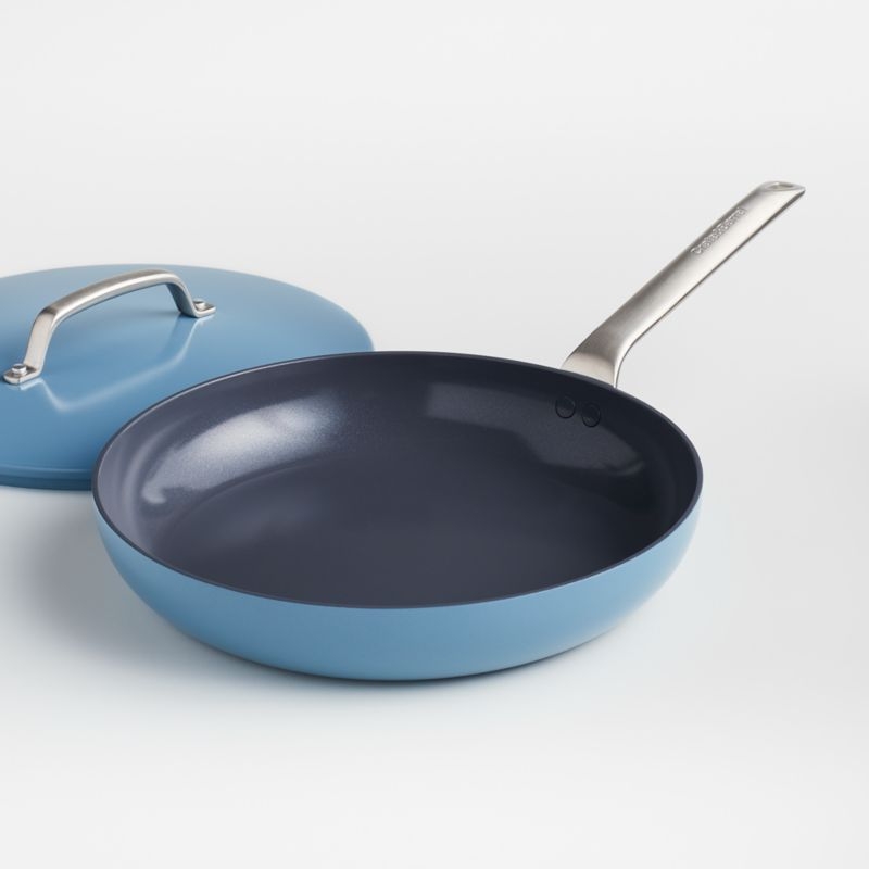 Crate & Barrel EvenCook Ceramic ™ Denim Nonstick 12" Fry Pan with Lid - Image 2