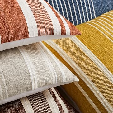 Silk Variegated Stripe Pillow Cover, 24"x24", Dark Horseradish - Image 1