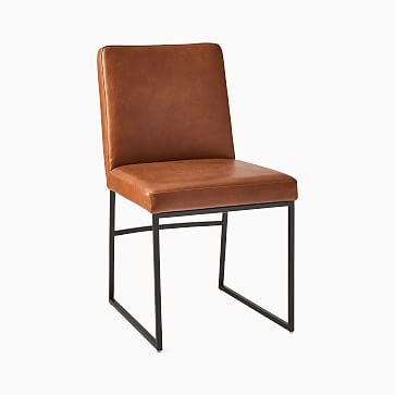 Range Side Chair, Sierra Leather, Black, Dark Bronze - Image 1