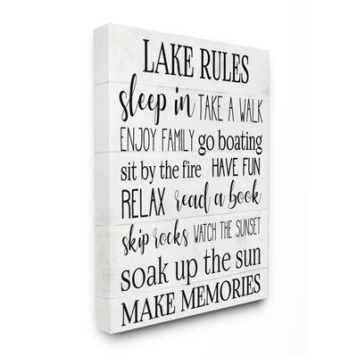 Motivational Lake Rules Sign Text Styles Black White by Albena Hristova - Print - Image 0
