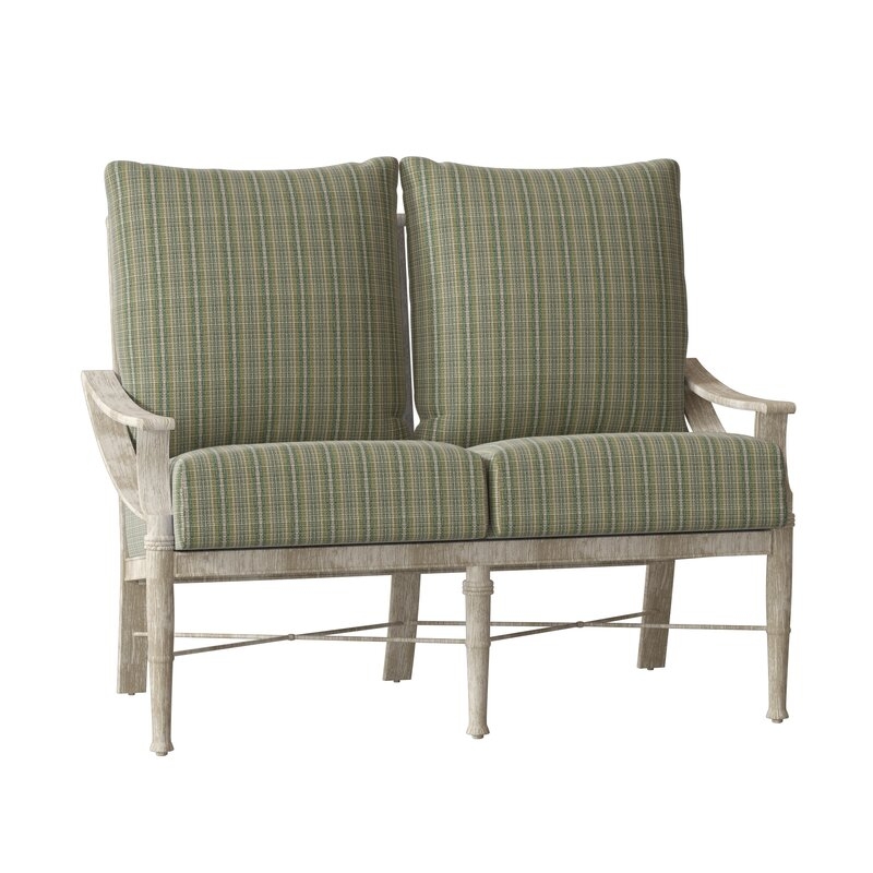 Woodard Arkadia Loveseat Cushion Color: Mojito Wintergreen, Frame Color: Weathered White - Image 0