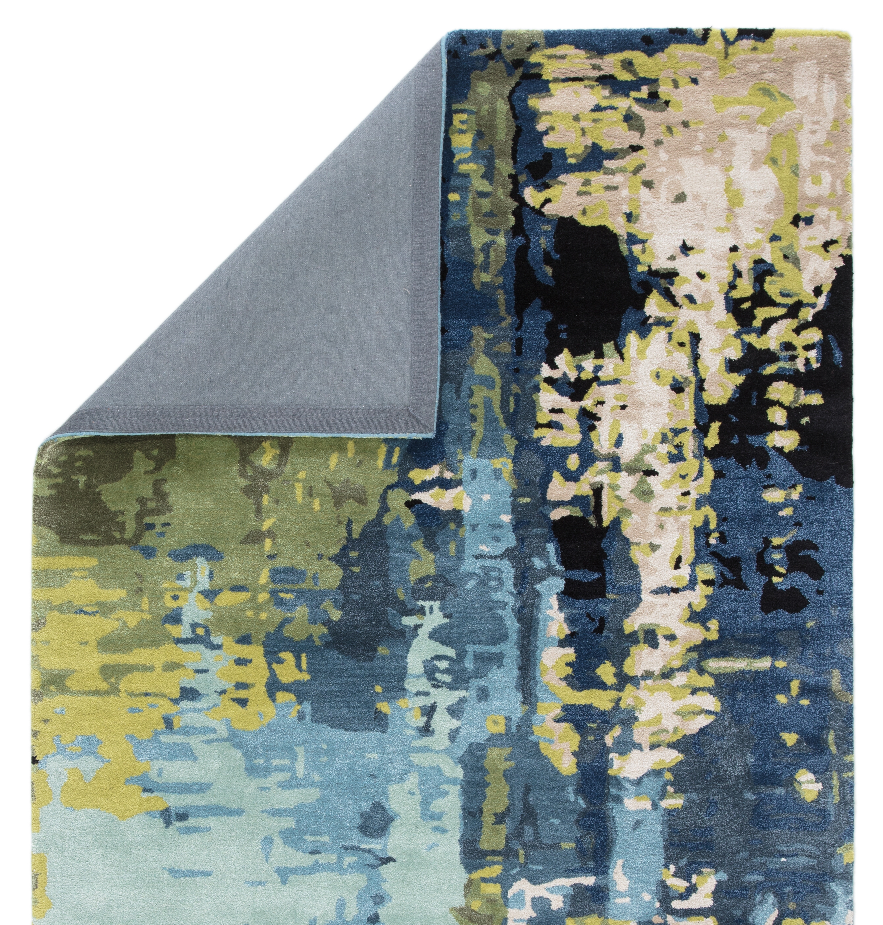 Matcha Handmade Abstract Blue/ Green Area Rug (5' X 8') - Image 2