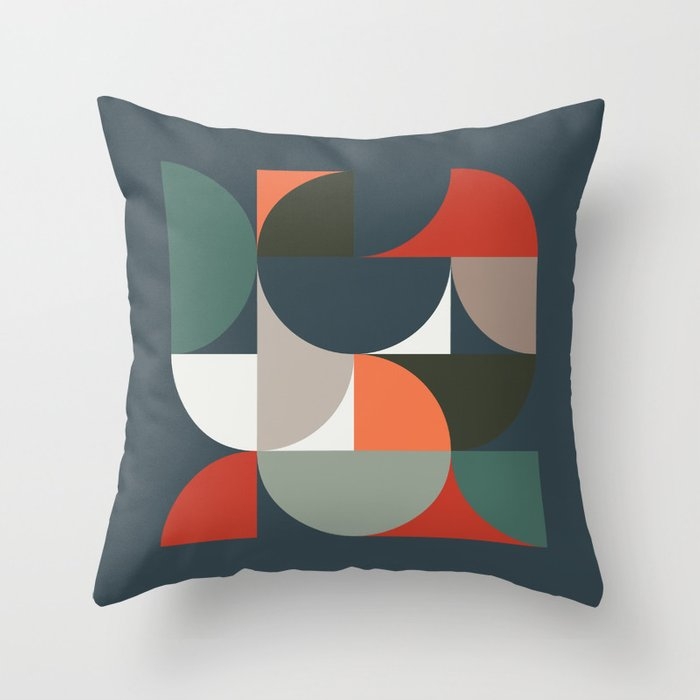 Mid Century Geometric 14/2 Couch Throw Pillow by The Old Art Studio - Cover (20" x 20") with pillow insert - Indoor Pillow - Image 0