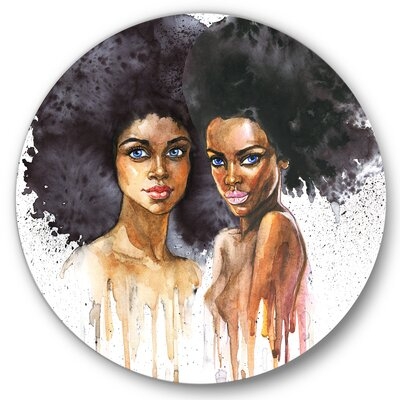 Portrait Of Two African American Women - Modern Metal Circle Wall Art - Image 0