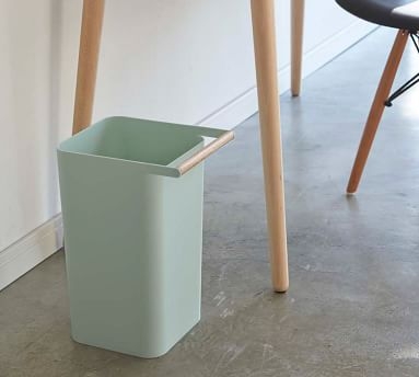 Yamazaki Wood Handle 2.5 Gallon Trash Can, Blue - Image 5