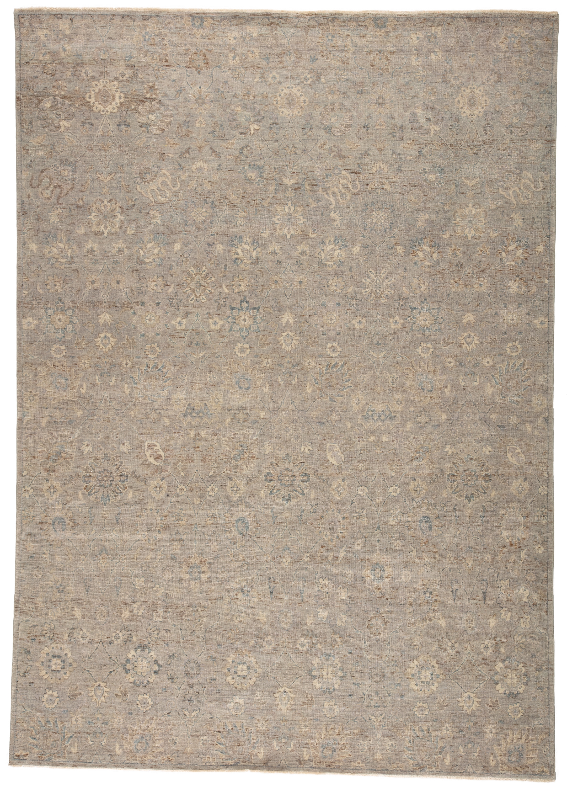 Pembe Hand-Knotted Oriental Gray/ Blue Area Rug (10'X14') - Image 0