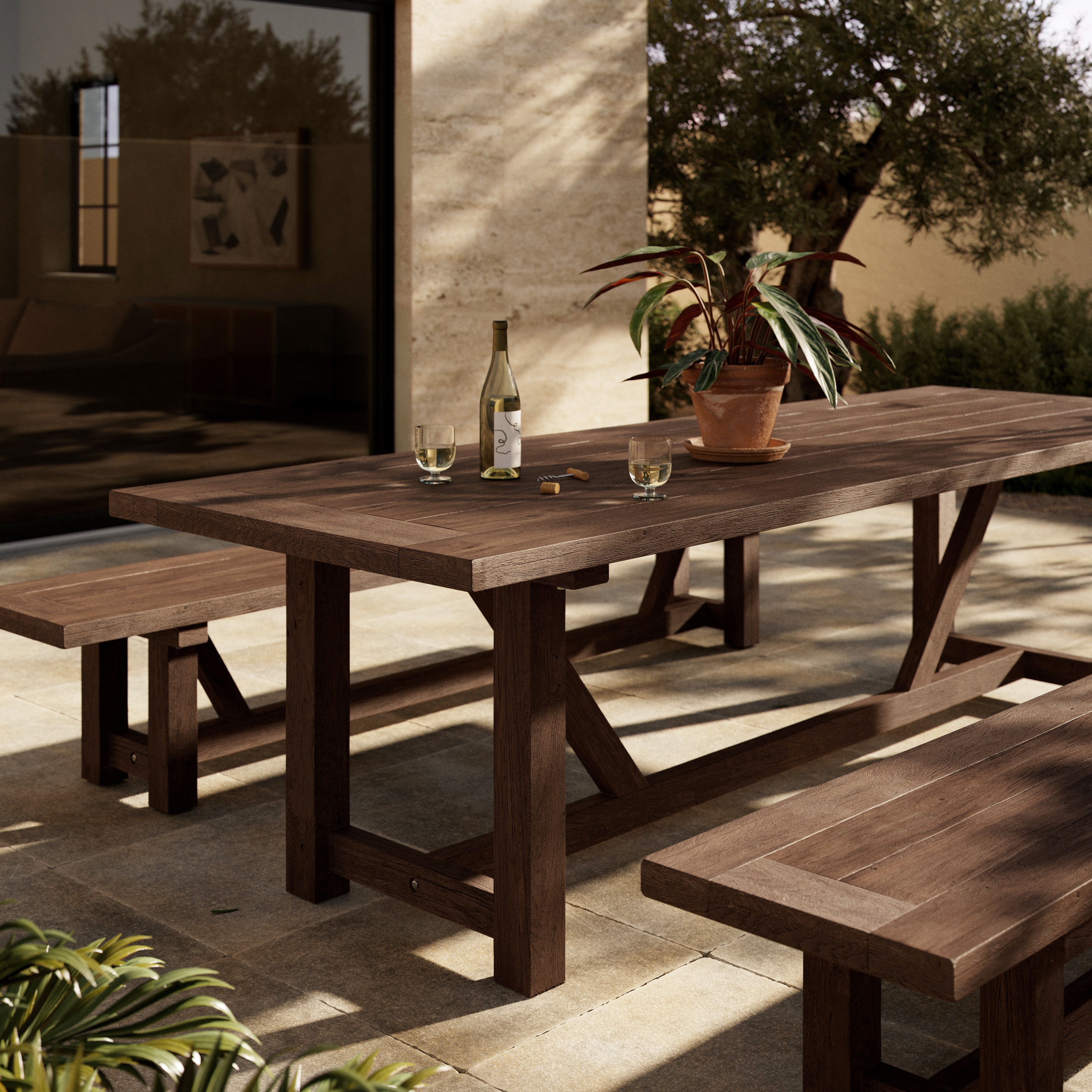Stewart Outdoor Dining Table - Stained Heritage Brown-FSC - Image 9