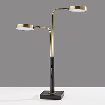 2 Light Led Task Lamp, Metal/Brass/Black - Image 3