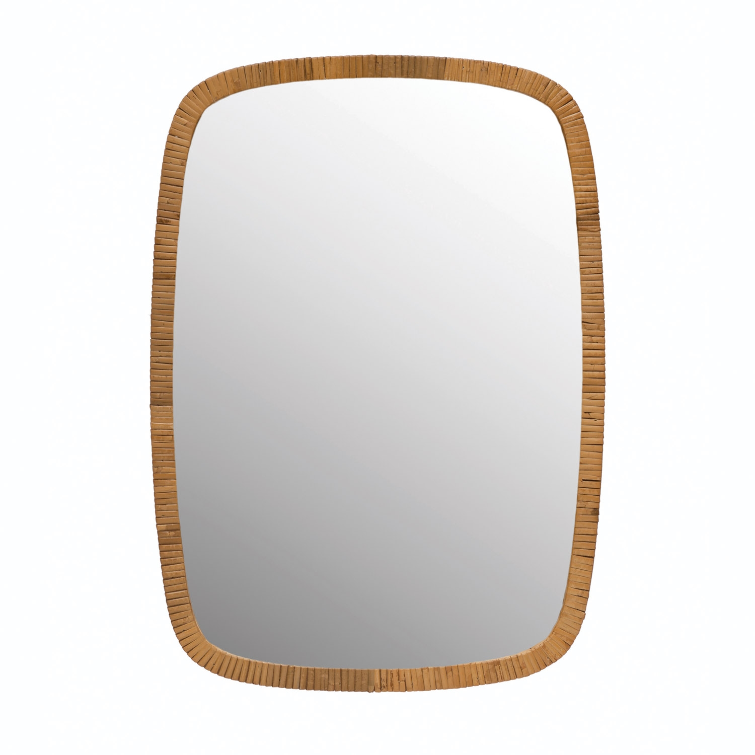 Rattan Wrapped Wood Framed Wall Mirror - Image 0