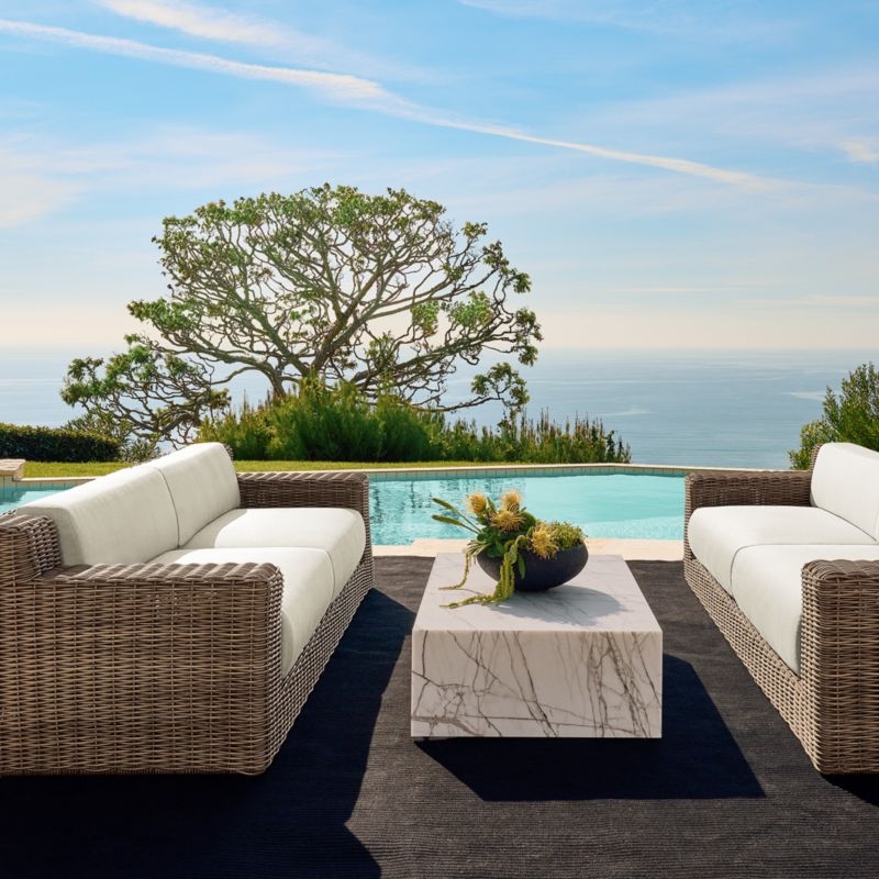 Maylin All-Weather Rattan Outdoor Corner Chair with Warm White Sunbrella® Cushions - Image 7
