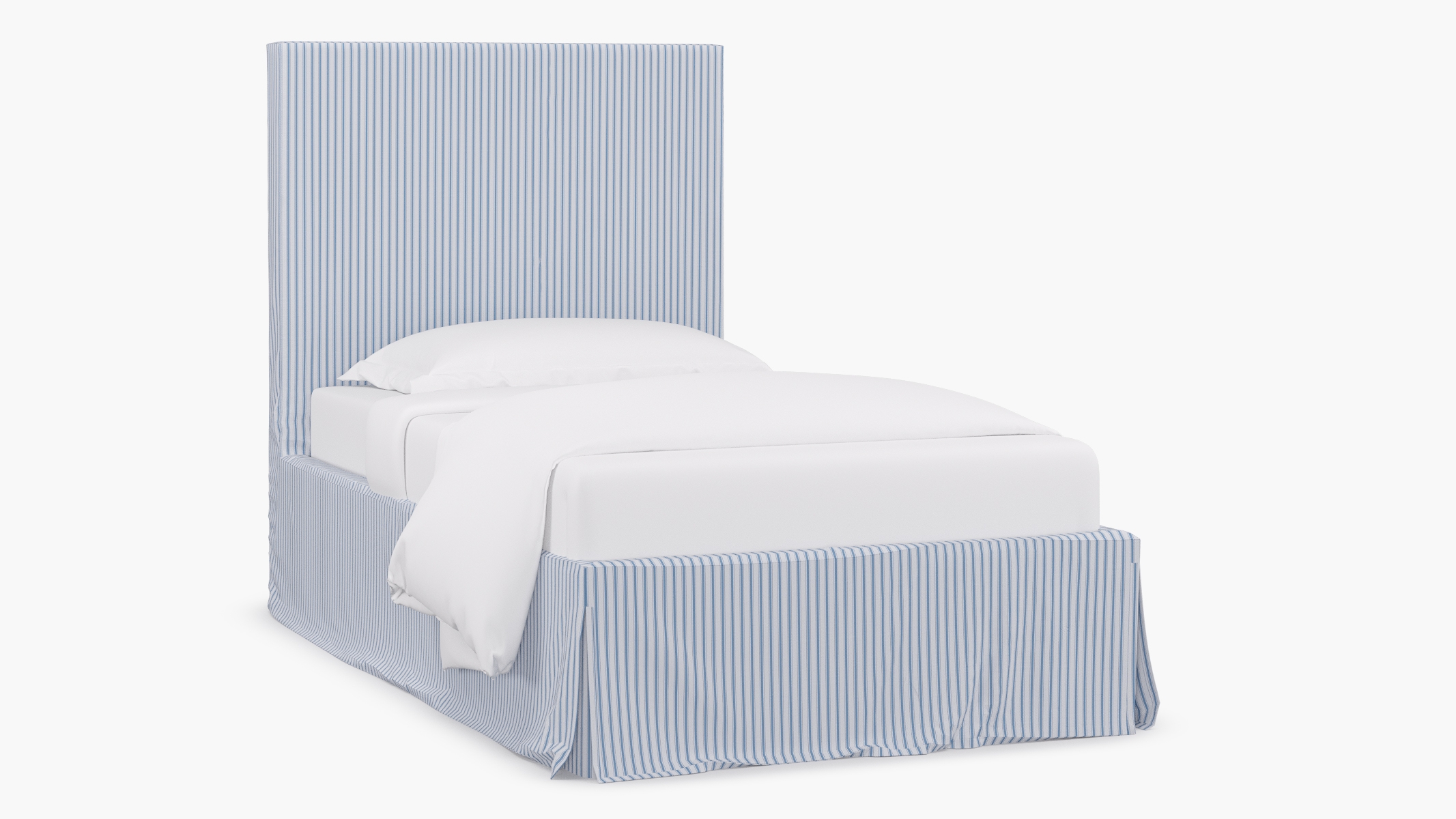 Slipcovered Bed, Cornflower Classic Ticking Stripe, Twin - Image 0