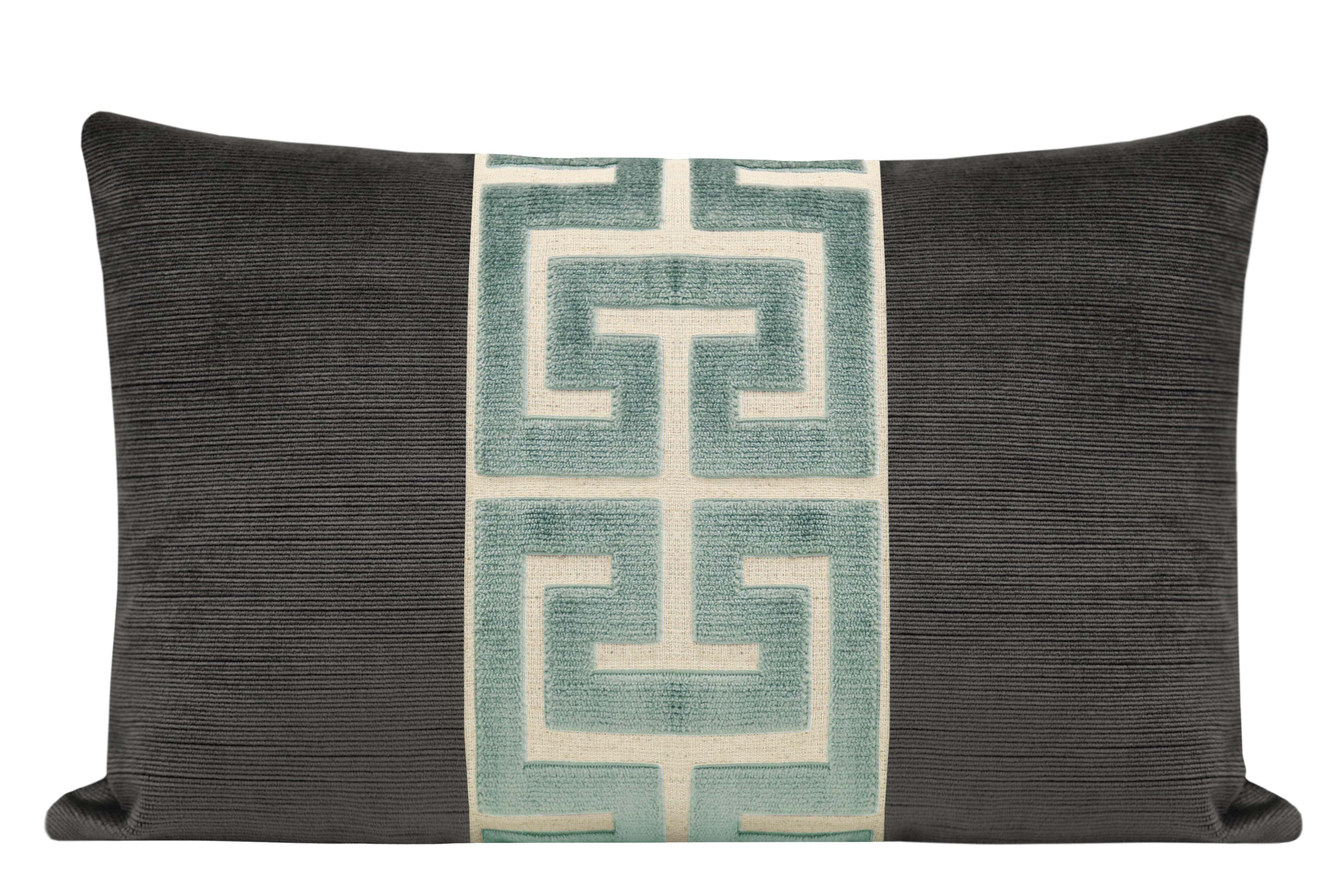 THE LITTLE LUMBAR :: STRIE VELVET // GRAPHITE + TURKISH GREEK TRIM - SAMPLE 4" X 4" - Image 0