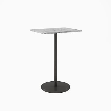 Restaurant Table, Top 24x32" Rect, Black Faux Marble, Bar Ht Orbit Base, Bronze/Brass - Image 3