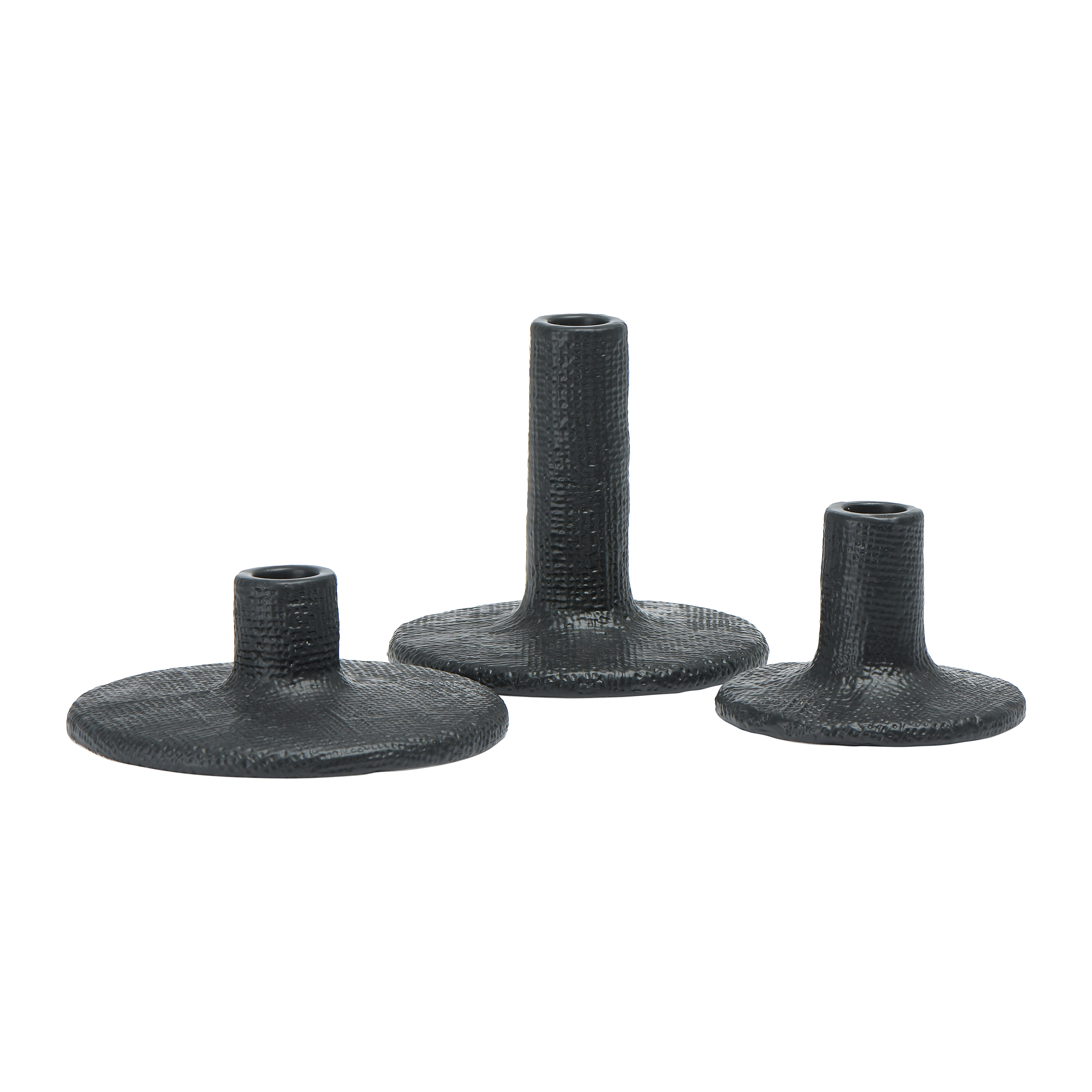 Stoneware Taper Candle Holders, Set of 3 - Image 0