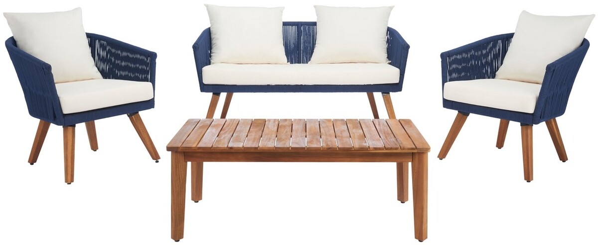 Velso 4 Pc Living Set - Navy/Beige - Safavieh - Image 0