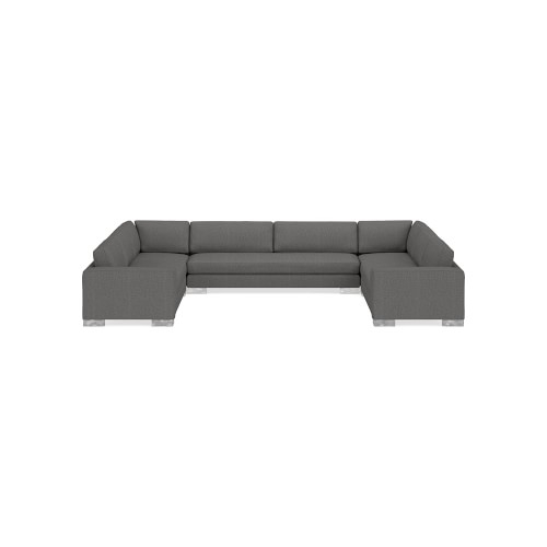Yountville 5-Piece U-Shape Sofa, Down Cushion, Perennials Performance Melange Weave, Grey, Metal Leg - Image 0