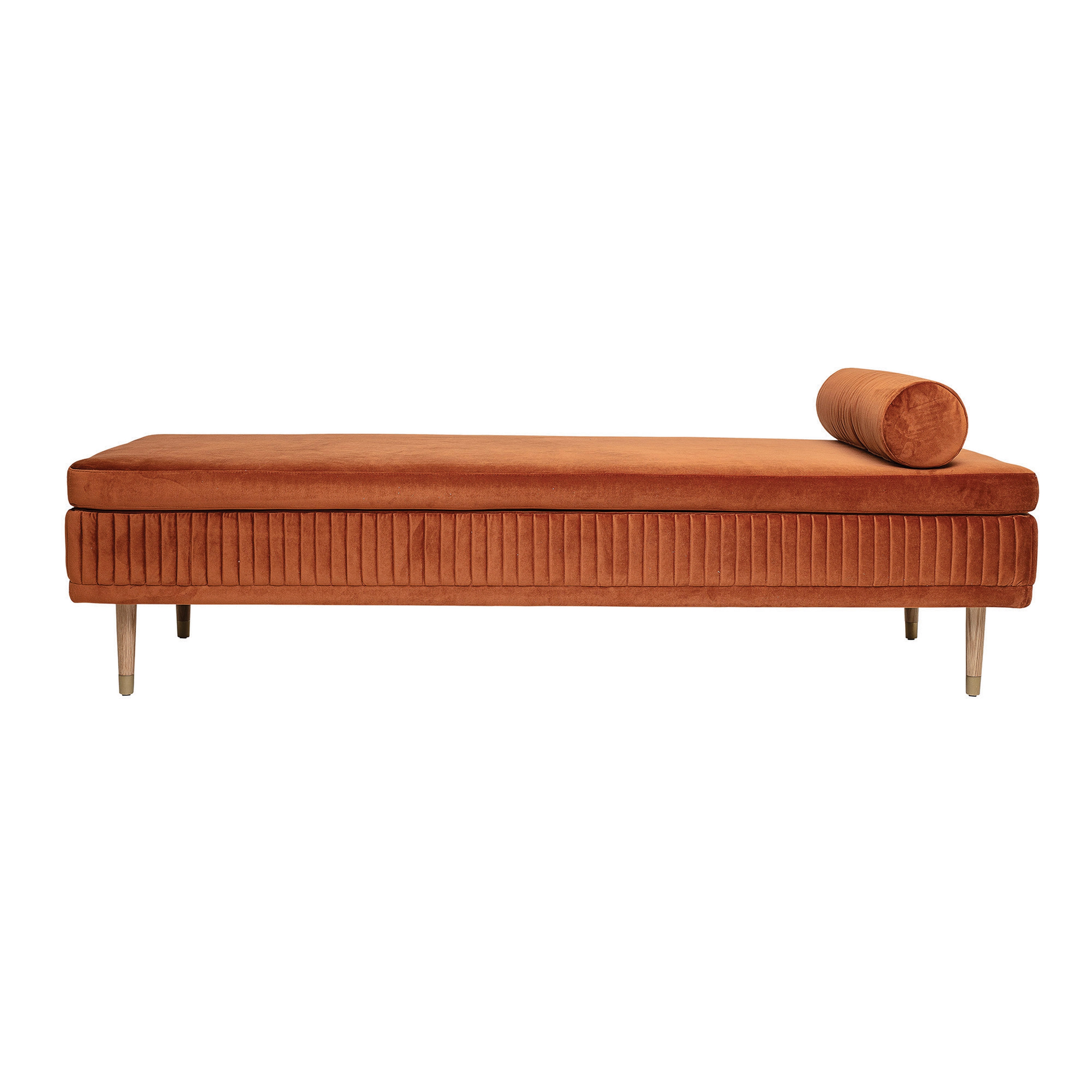 Sienna Brushed Velvet Daybed with Bolster Pillow & Wood Legs - Image 0
