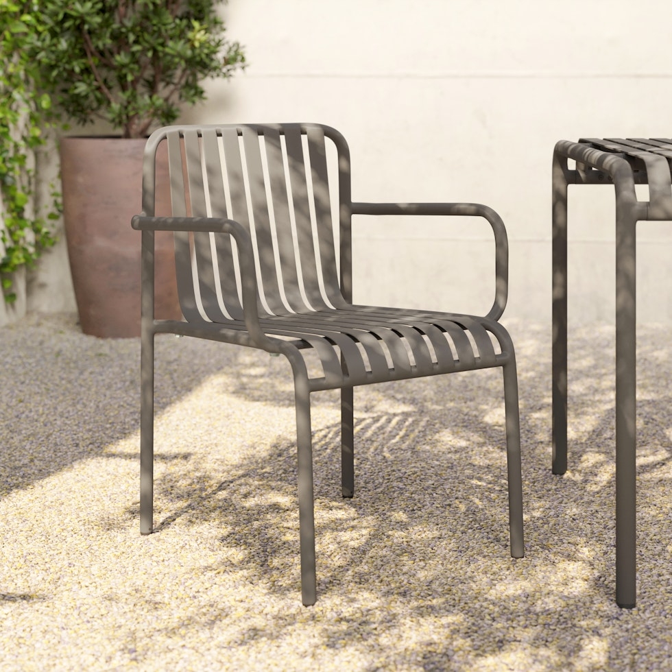 Sarek Outdoor Stackable Dining Armchair - Warm Stone - Image 0
