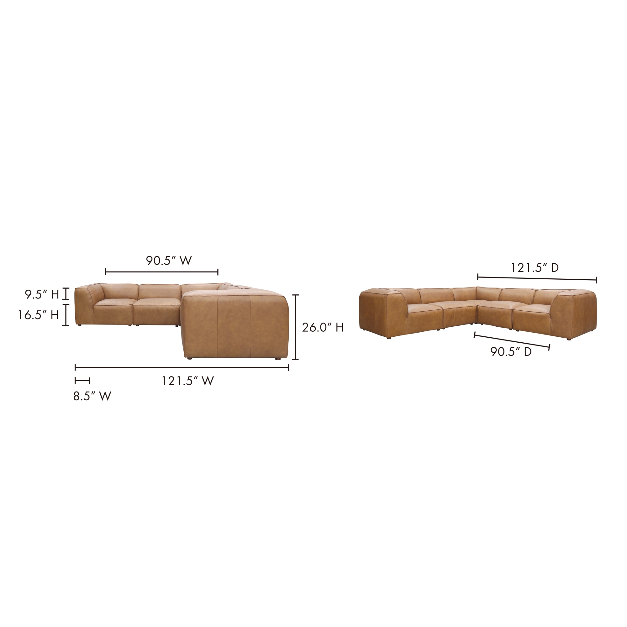 Form Dream Modular Sectional Sonoran Tan Leather - Image 6