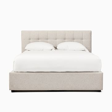 Emmett Diamond Tufting Low Profile Bed, King, Chenille Tweed, Frost Gray, No-Show Leg - Image 2