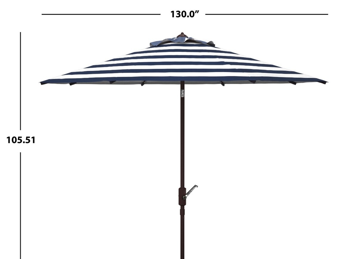 Iris Fashion Line 11Ft Umbrella - Navy/White - Safavieh - Image 5