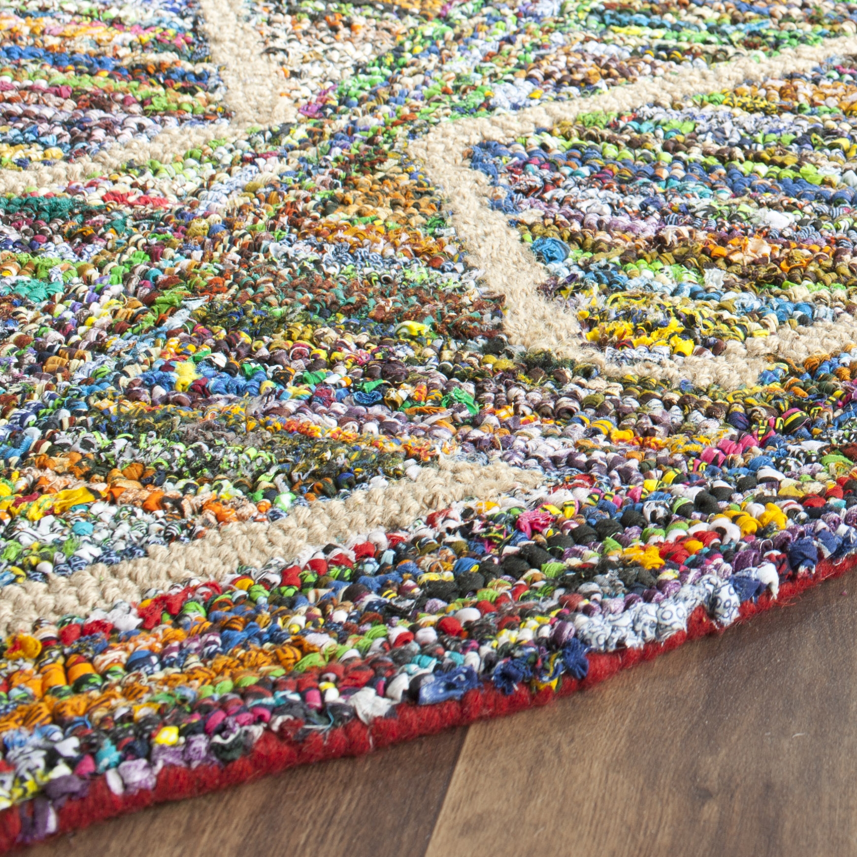 Arlo Home Hand Tufted Area Rug, NAN440A, Multi,  6' X 6' Round - Image 2