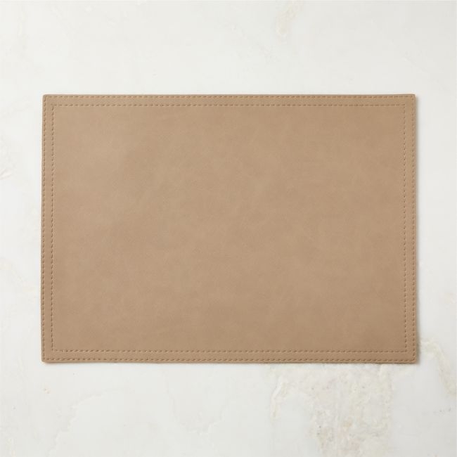 Saffiano Taupe Faux Leather Placemat - Image 0