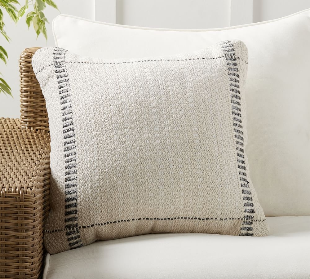 Mal Indoor/Outdoor Textured Pillow, 20" x 20", Ivory Multi - Image 0
