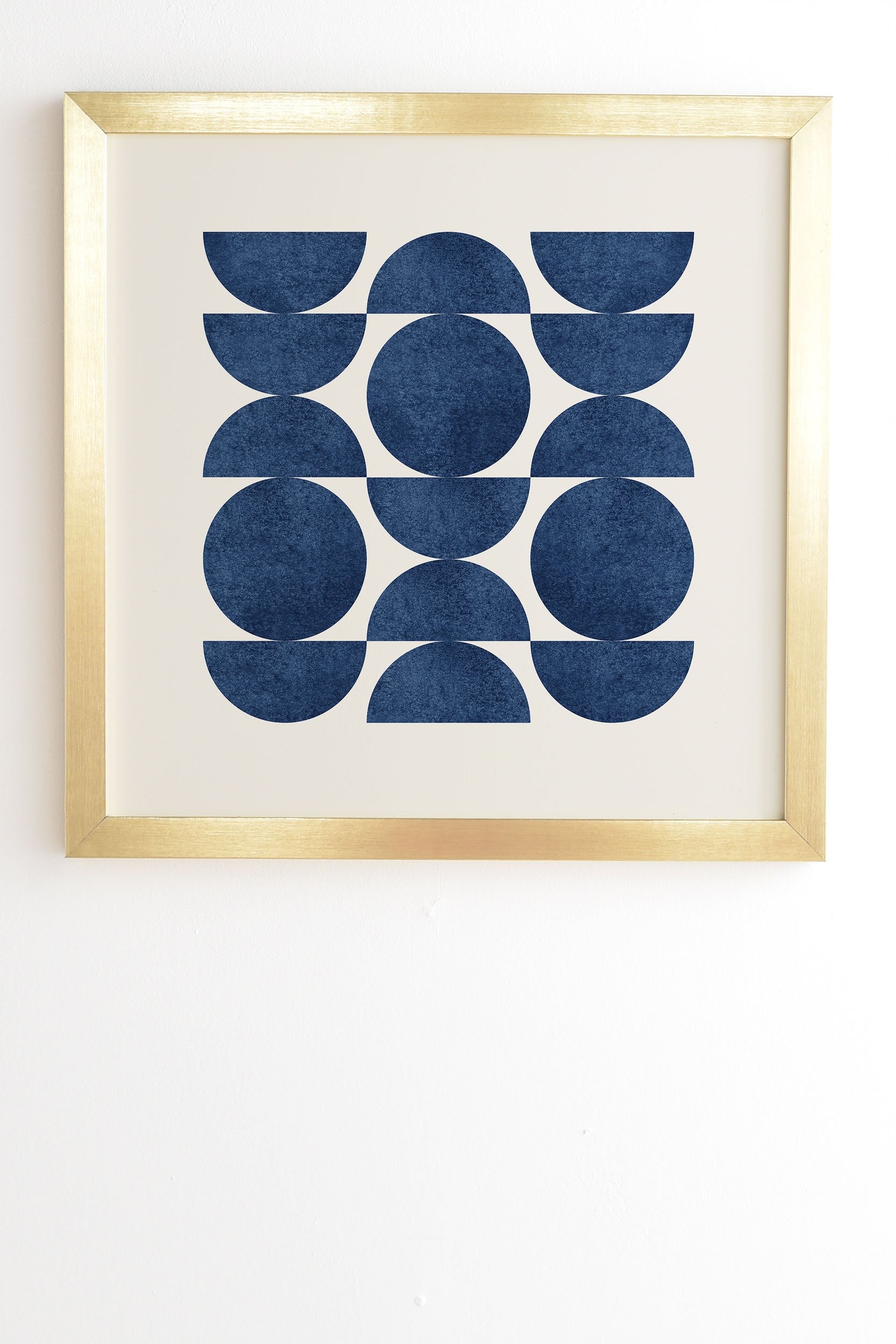 Blue Navy Retro Scandinavian Mid Century by MoonlightPrint - Framed Wall Art Basic Gold 11" x 13" - Image 1