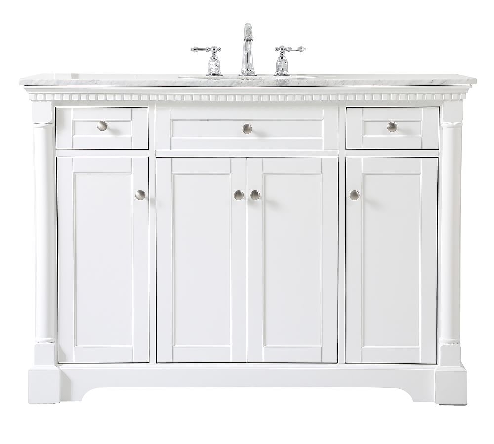 White Lorenz Single Sink Vanity, 48" - Image 0