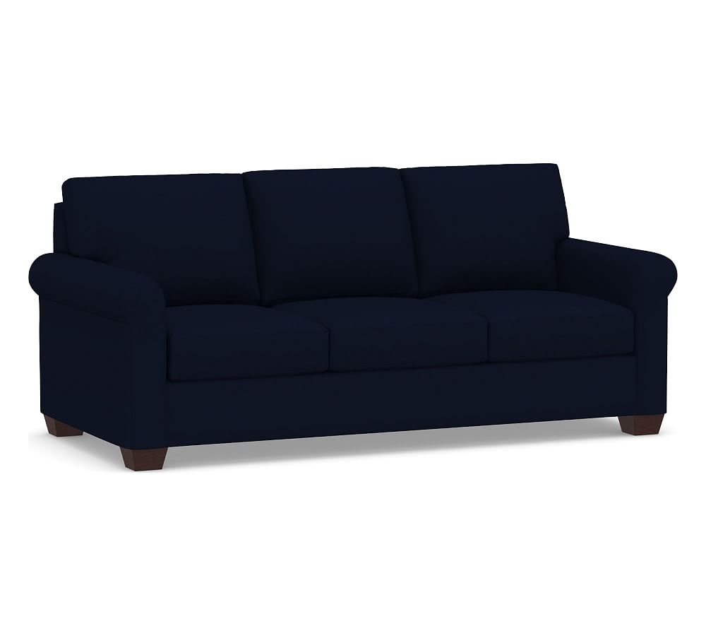York Roll Arm Upholstered Sofa 82.5" 3-Seater, Down Blend Wrapped Cushions, Performance Everydaylinen(TM) Navy - Image 0