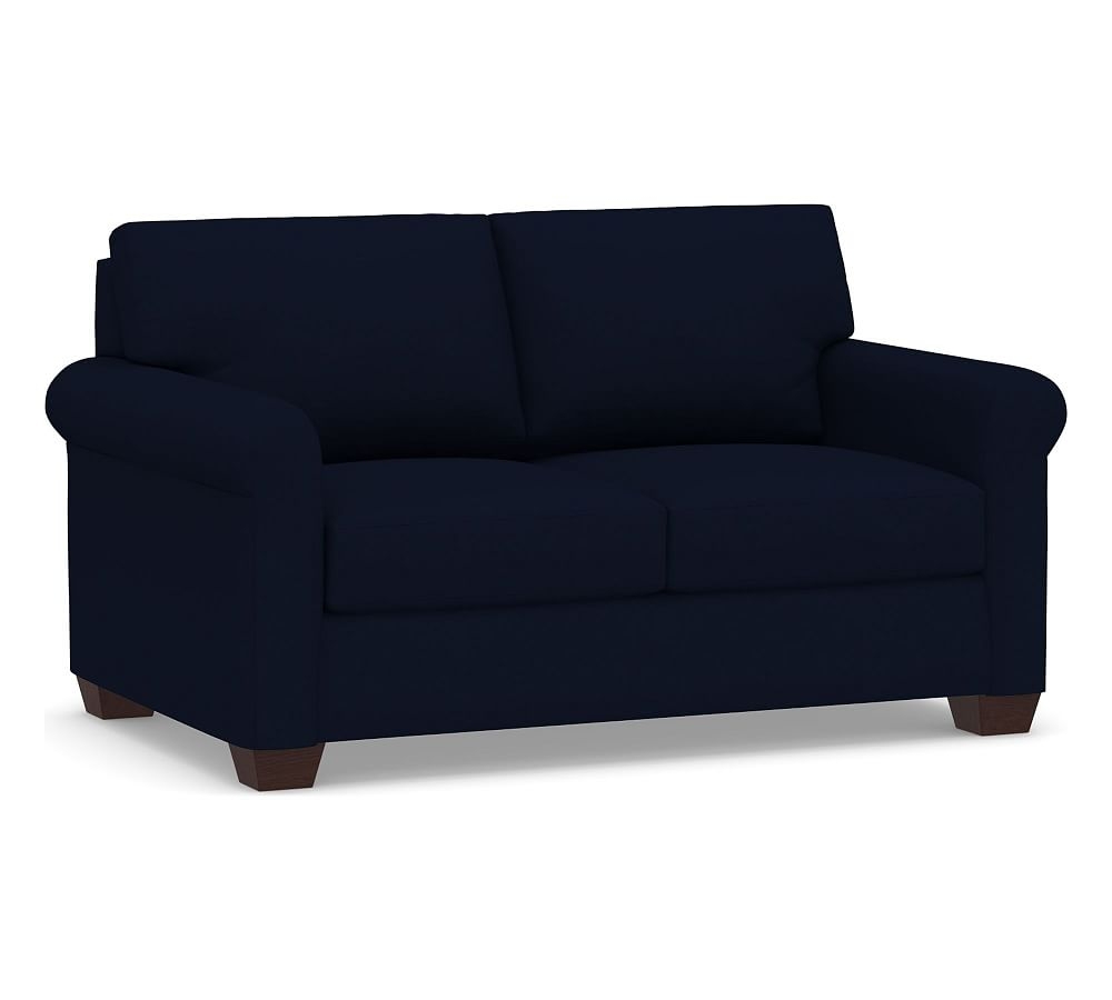 York Roll Arm Upholstered Loveseat 62.5", Down Blend Wrapped Cushions, Performance Everydaylinen(TM) Navy - Image 0