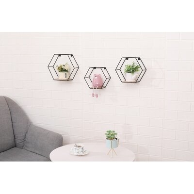 Solid Wood Floating Hexagon Wall Shelves - Image 0
