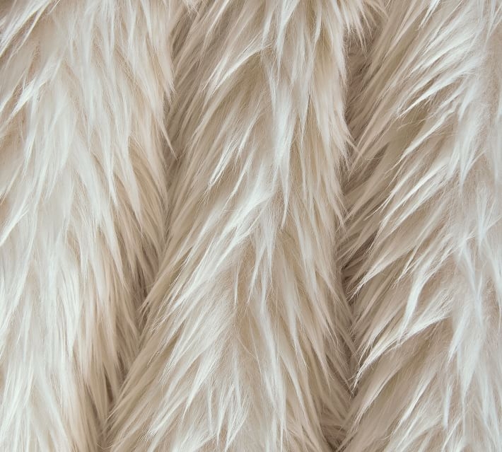 Faux Real Fur Throw, Ivory, 50" x 60" - Image 1