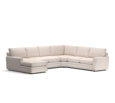 Pearce Square Arm Upholstered Left Arm 4-Piece Wedge Sectional, Down Blend Wrapped Cushions, Chenille Basketweave Taupe - Image 3