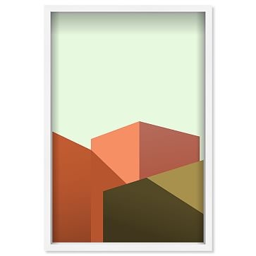 Oliver Gal Freeshape Building 10 24x36 Green Framed Art - Image 0