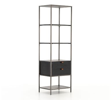 Graham Etagere Bookcase with Drawer, Black Wash, 24"L x 78.5"H - Image 0