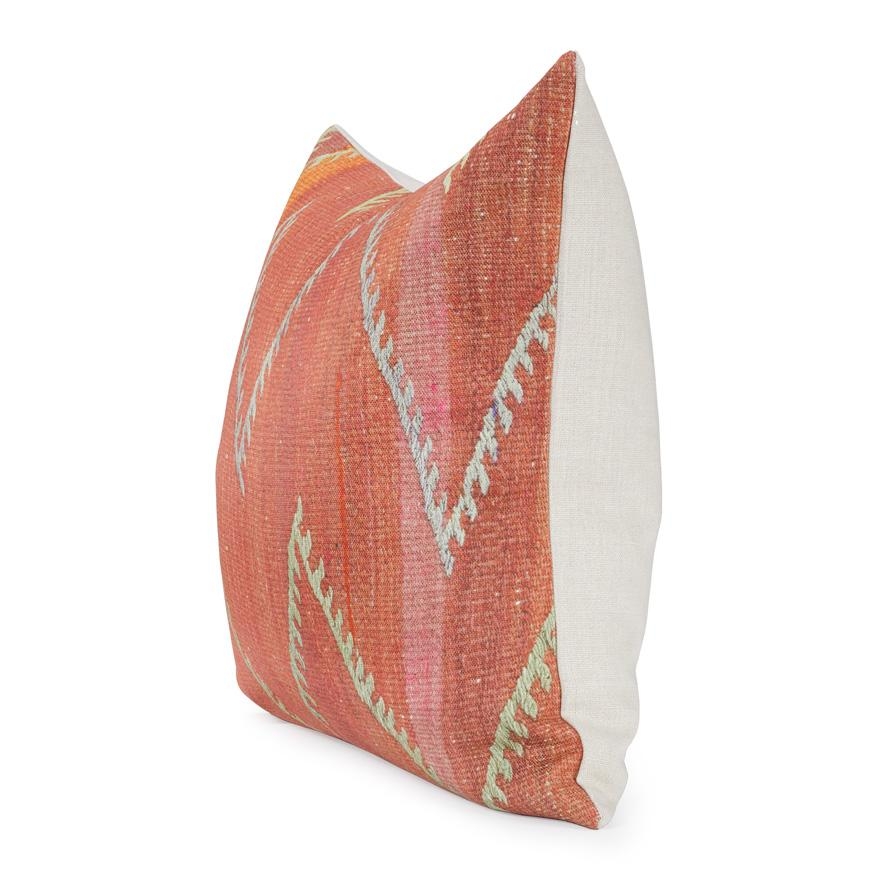 Rouge Chevron Kilim Pillow by St. Frank | Orange | 26" W x 26" H | Linen - Image 10