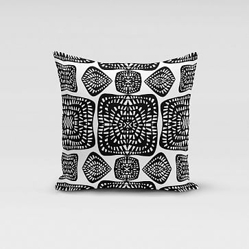 Rochelle Porter Design Kobo Velvet Pillow Cover, Velvet & Linen, Black & White, 18"x18" - Image 2