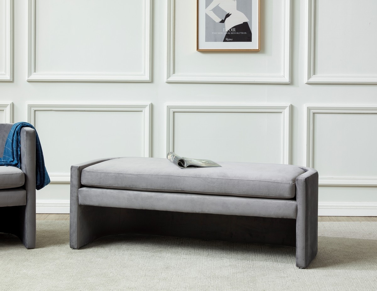 Rosabeth Curved Bench - Slate Grey - Image 1